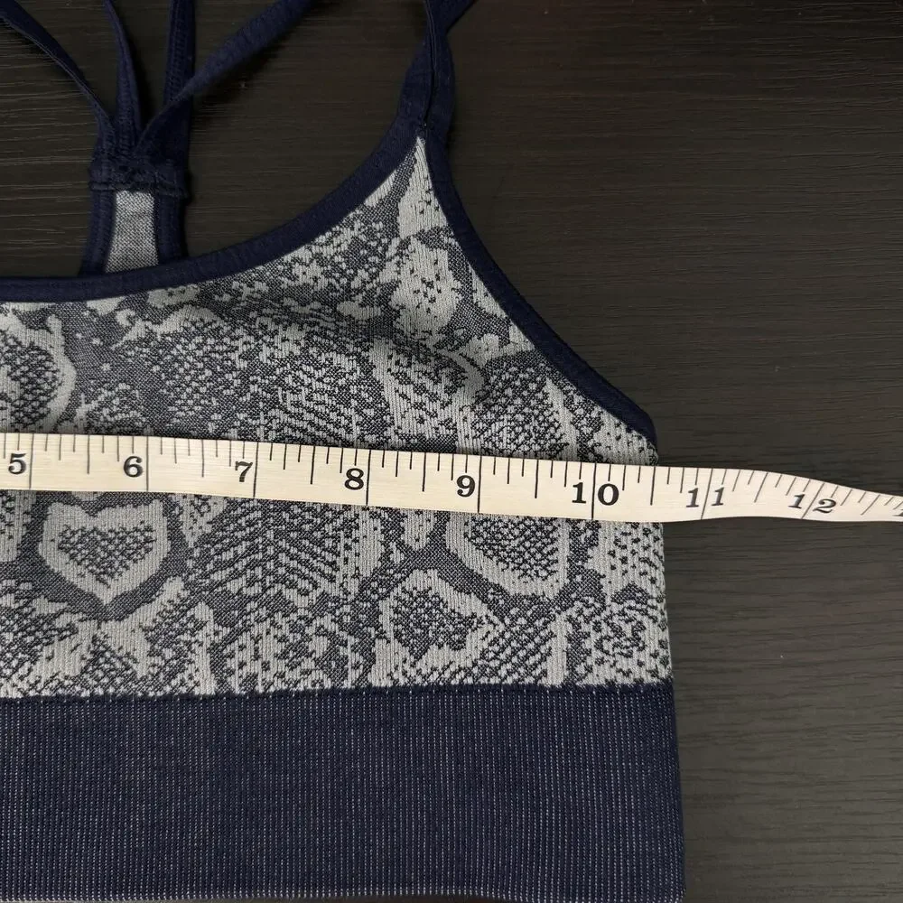 Bombshell Sportswear Sports Bra Womens XS Animal Print Blue Seamless Gym Yoga
